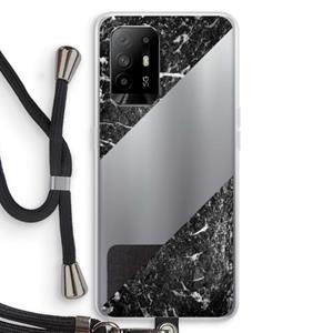 CaseCompany Zwart marmer: Oppo A95 5G Transparant Hoesje met koord