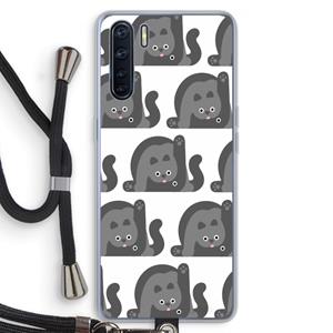 CaseCompany Cats: Oppo A91 Transparant Hoesje met koord