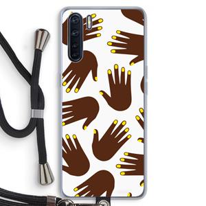 CaseCompany Hands dark: Oppo A91 Transparant Hoesje met koord