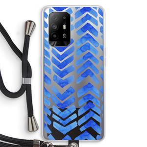 CaseCompany Blauwe pijlen: Oppo A95 5G Transparant Hoesje met koord