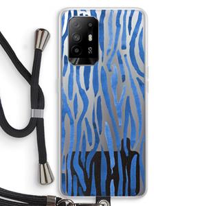 CaseCompany Blauwe nerven: Oppo A95 5G Transparant Hoesje met koord