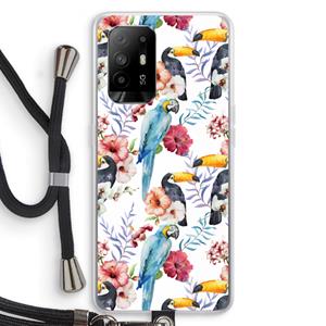 CaseCompany Bloemen tukan: Oppo A95 5G Transparant Hoesje met koord