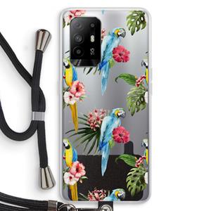 CaseCompany Kleurrijke papegaaien: Oppo A95 5G Transparant Hoesje met koord