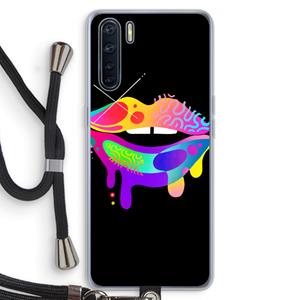 CaseCompany Lip Palette: Oppo A91 Transparant Hoesje met koord