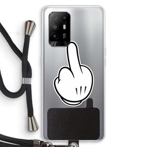 CaseCompany Middle finger white: Oppo A95 5G Transparant Hoesje met koord