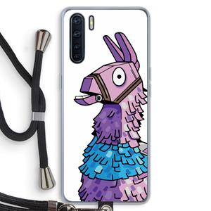 CaseCompany Lama: Oppo A91 Transparant Hoesje met koord