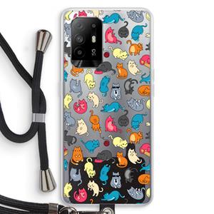CaseCompany Kleurrijke katten: Oppo A95 5G Transparant Hoesje met koord