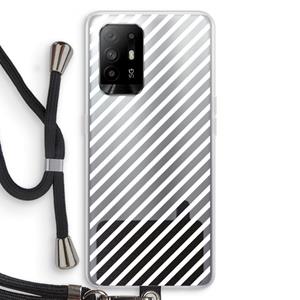 CaseCompany Strepen zwart-wit: Oppo A95 5G Transparant Hoesje met koord