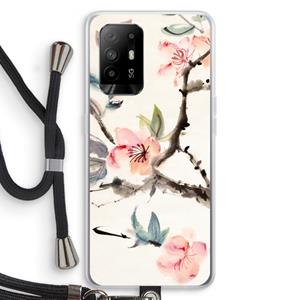 CaseCompany Japanse bloemen: Oppo A95 5G Transparant Hoesje met koord