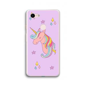 CaseCompany Roze eenhoorn: Google Pixel 3 XL Transparant Hoesje