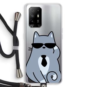 CaseCompany Cool cat: Oppo A95 5G Transparant Hoesje met koord