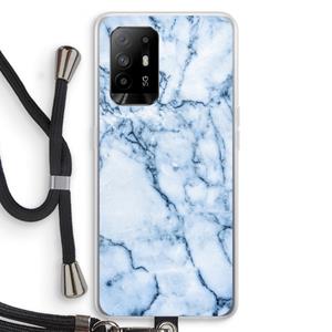 CaseCompany Blauw marmer: Oppo A95 5G Transparant Hoesje met koord