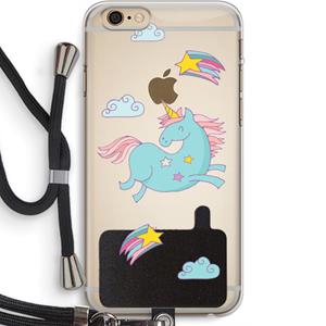 CaseCompany Vliegende eenhoorn: iPhone 6 PLUS / 6S PLUS Transparant Hoesje met koord