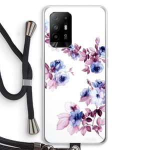 CaseCompany Waterverf bloemen: Oppo A95 5G Transparant Hoesje met koord