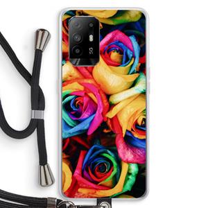 CaseCompany Neon bloemen: Oppo A95 5G Transparant Hoesje met koord