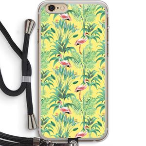 CaseCompany Flamingo party: iPhone 6 PLUS / 6S PLUS Transparant Hoesje met koord