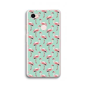 CaseCompany Flamingoprint groen: Google Pixel 3 XL Transparant Hoesje