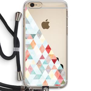 CaseCompany Gekleurde driehoekjes pastel: iPhone 6 PLUS / 6S PLUS Transparant Hoesje met koord