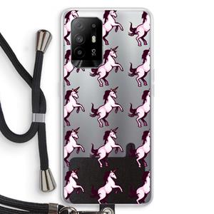 CaseCompany Musketon Unicorn: Oppo A95 5G Transparant Hoesje met koord