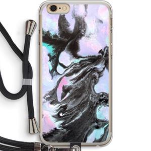 CaseCompany Pastel zwart: iPhone 6 PLUS / 6S PLUS Transparant Hoesje met koord