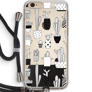 CaseCompany Cactusmotief: iPhone 6 PLUS / 6S PLUS Transparant Hoesje met koord