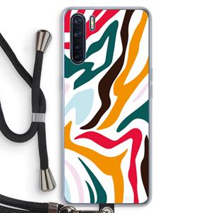 CaseCompany Colored Zebra: Oppo A91 Transparant Hoesje met koord
