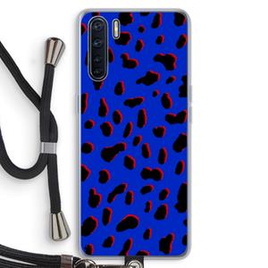 CaseCompany Blue Leopard: Oppo A91 Transparant Hoesje met koord