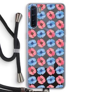 CaseCompany Klaproosjes: Oppo A91 Transparant Hoesje met koord