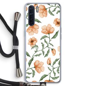 CaseCompany Peachy flowers: Oppo A91 Transparant Hoesje met koord