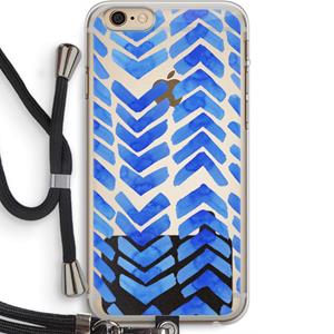 CaseCompany Blauwe pijlen: iPhone 6 PLUS / 6S PLUS Transparant Hoesje met koord