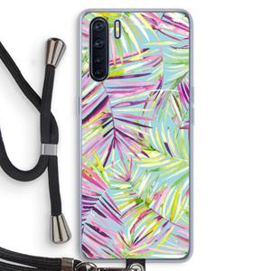 CaseCompany Tropical Palms Blue: Oppo A91 Transparant Hoesje met koord