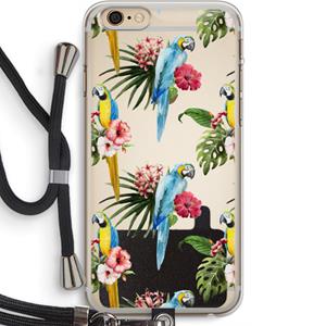 CaseCompany Kleurrijke papegaaien: iPhone 6 PLUS / 6S PLUS Transparant Hoesje met koord
