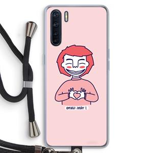 CaseCompany Hartje: Oppo A91 Transparant Hoesje met koord