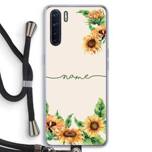 CaseCompany Zonnebloemen: Oppo A91 Transparant Hoesje met koord