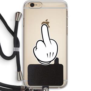 CaseCompany Middle finger black: iPhone 6 PLUS / 6S PLUS Transparant Hoesje met koord