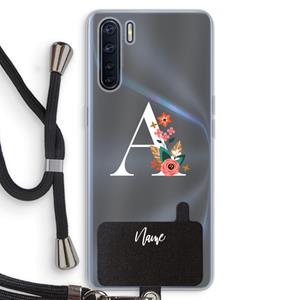 CaseCompany Pink Bouquet: Oppo A91 Transparant Hoesje met koord