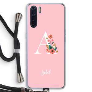 CaseCompany Pink Bouquet: Oppo A91 Transparant Hoesje met koord