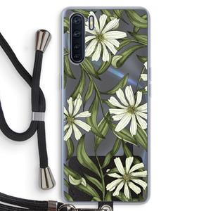 CaseCompany Wit bloemenpatroon: Oppo A91 Transparant Hoesje met koord