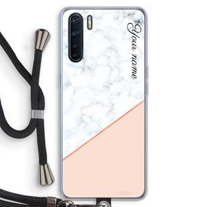 CaseCompany Marmer in stijl: Oppo A91 Transparant Hoesje met koord