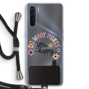 CaseCompany Happy days: Oppo A91 Transparant Hoesje met koord
