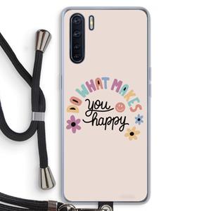 CaseCompany Happy days: Oppo A91 Transparant Hoesje met koord