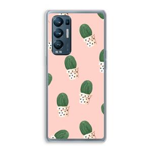 CaseCompany Cactusprint roze: Oppo Find X3 Neo Transparant Hoesje