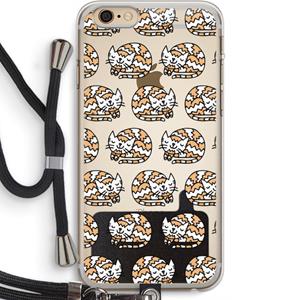 CaseCompany Slapende poes: iPhone 6 PLUS / 6S PLUS Transparant Hoesje met koord