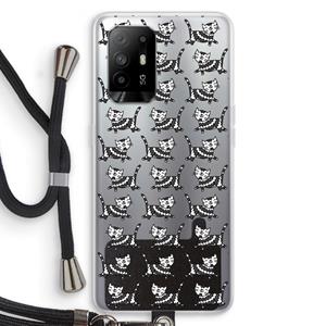 CaseCompany Zwarte poes: Oppo A95 5G Transparant Hoesje met koord