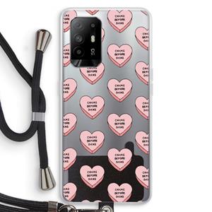 CaseCompany Chicks before dicks: Oppo A95 5G Transparant Hoesje met koord