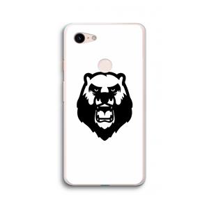 CaseCompany Angry Bear (white): Google Pixel 3 XL Transparant Hoesje