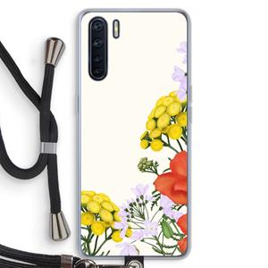 CaseCompany Wilde bloemen: Oppo A91 Transparant Hoesje met koord