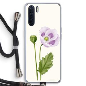 CaseCompany Purple poppy: Oppo A91 Transparant Hoesje met koord