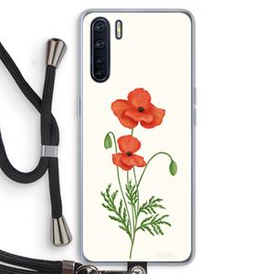 CaseCompany Red poppy: Oppo A91 Transparant Hoesje met koord