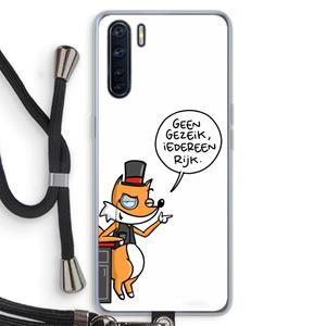 CaseCompany Geen Gezeik: Oppo A91 Transparant Hoesje met koord